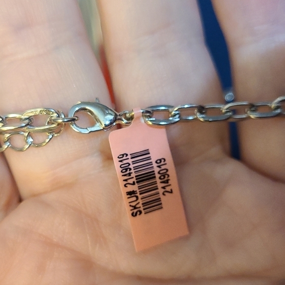 Necklace vintage nwt silver tone with faux stones - Picture 6 of 7